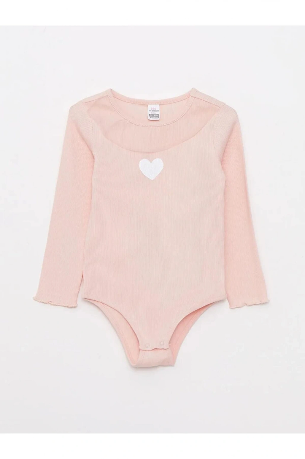 LCW baby Pembe Bisiklet Yaka Uzun Kollu Kız Bebek Çıtçıtlı Body