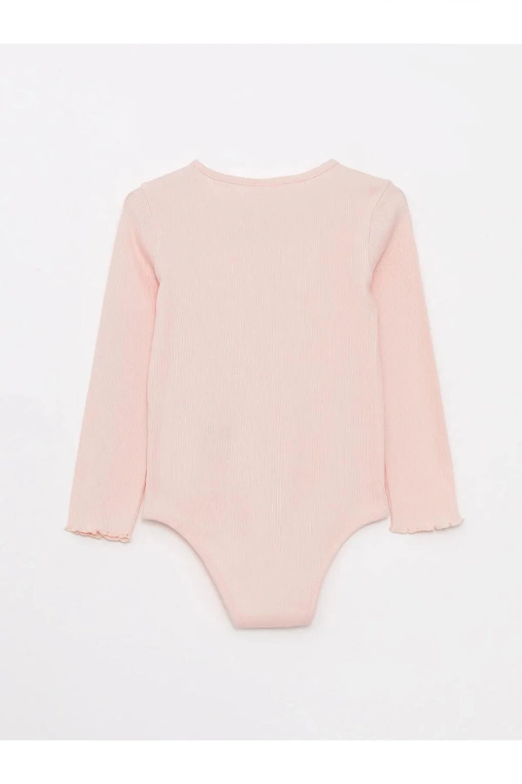 LCW baby Pembe Bisiklet Yaka Uzun Kollu Kız Bebek Çıtçıtlı Body