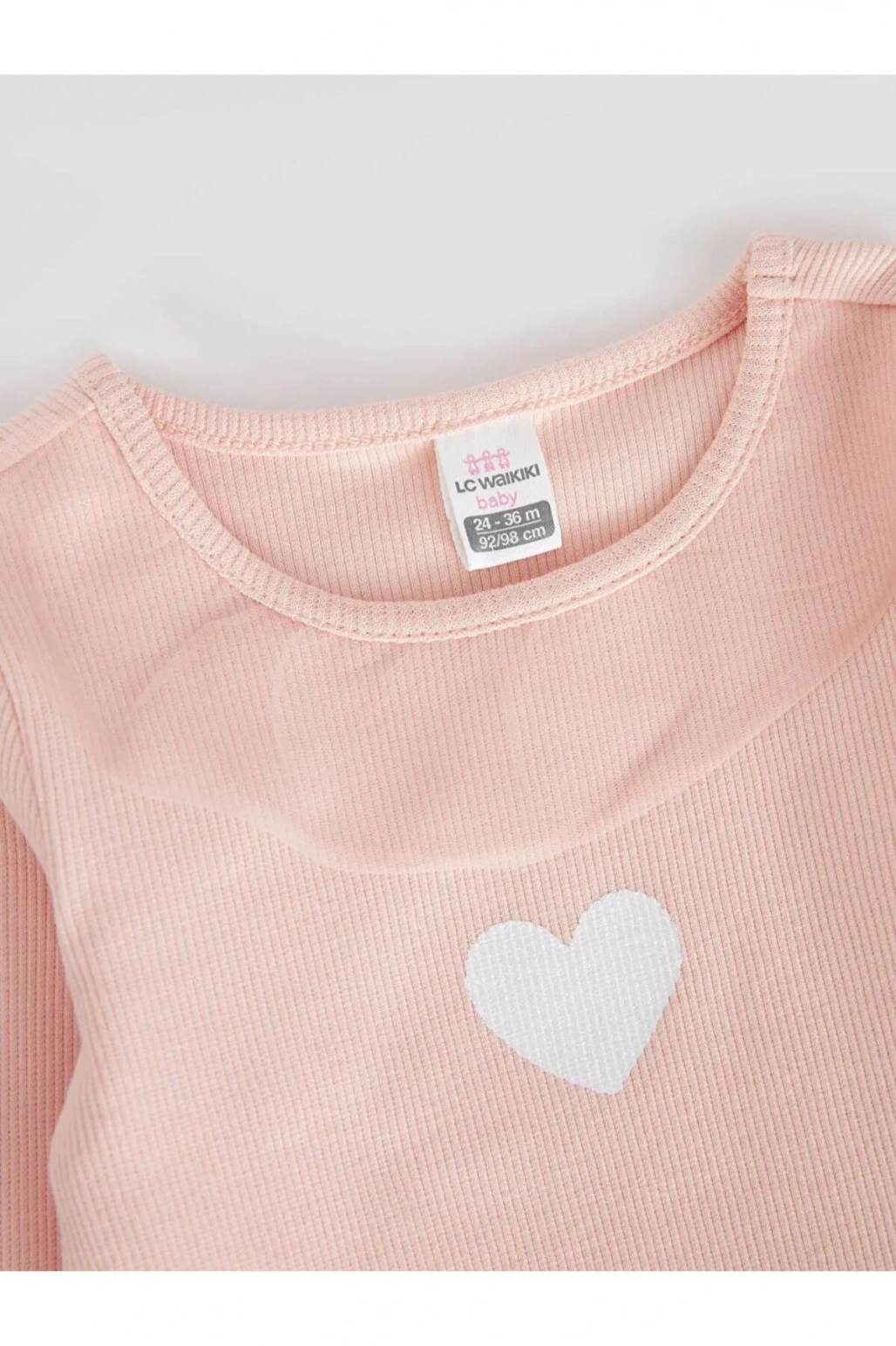 LCW baby Pembe Bisiklet Yaka Uzun Kollu Kız Bebek Çıtçıtlı Body