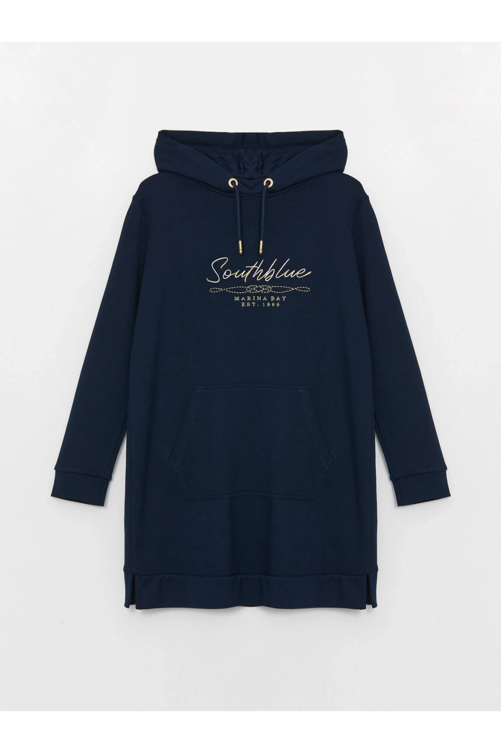 Kapüşonlu Baskılı Uzun Kollu Kadın Sweat Elbise