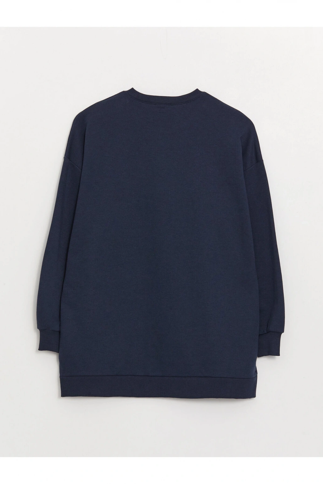 Bisiklet Yaka Taş Baskılı Uzun Kollu Oversize Kadın Sweatshirt Tunik