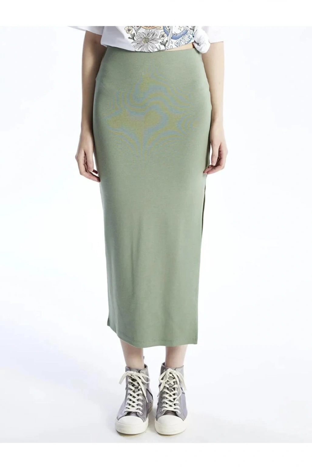 XSIDE Yeşil Kadın Ekstra Dar Fit Düz Etek