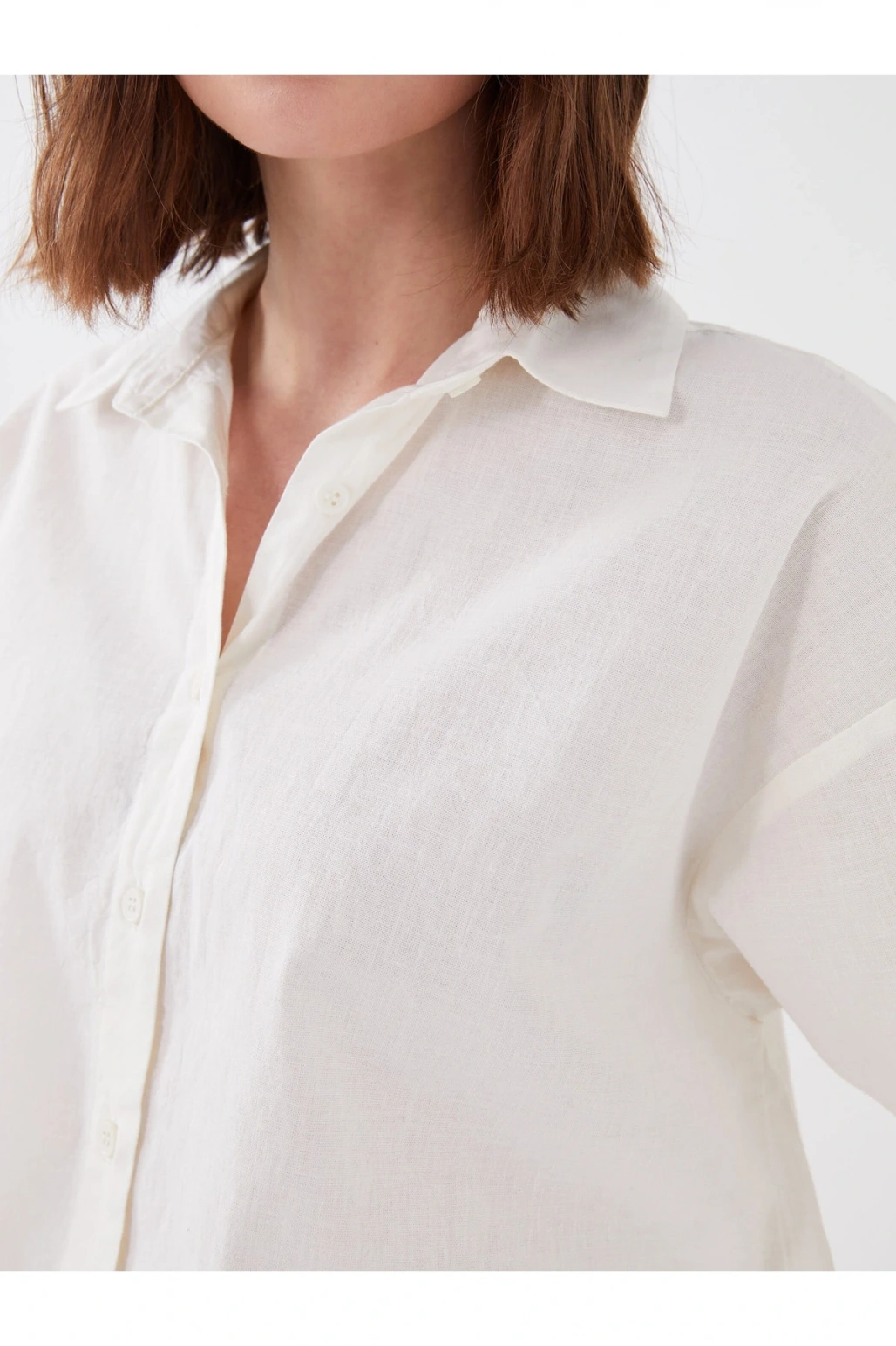 XSIDE Beyaz Düz Uzun Kollu Kadın Gömlek