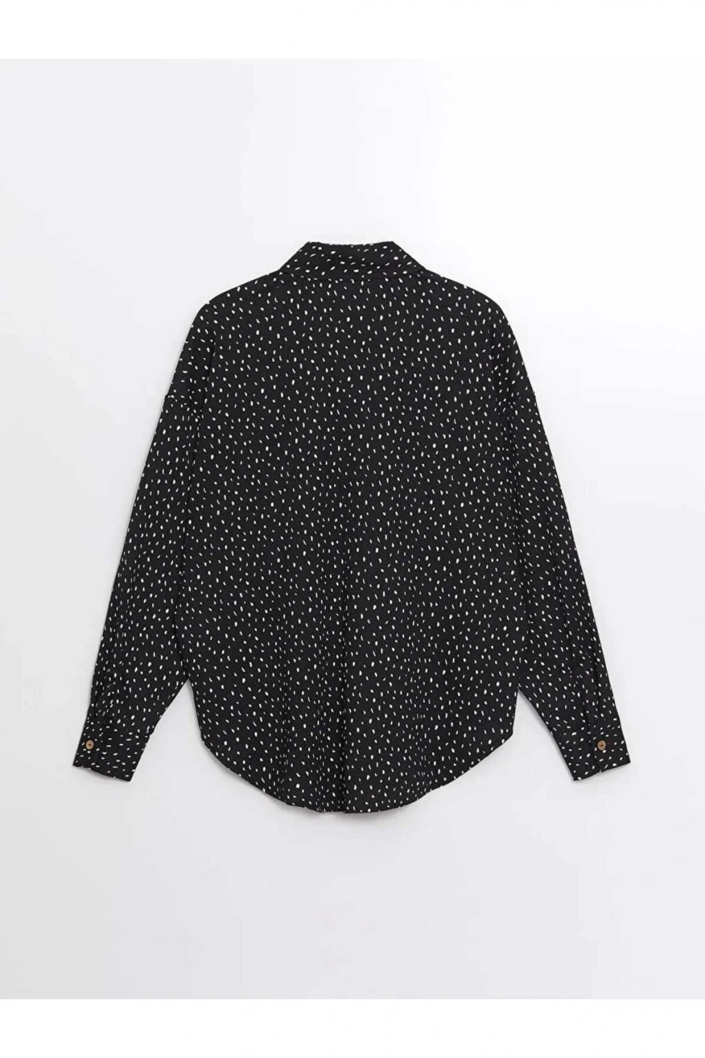 LCW Vision Siyah Desenli Uzun Kollu Oversize Kadın Gömlek