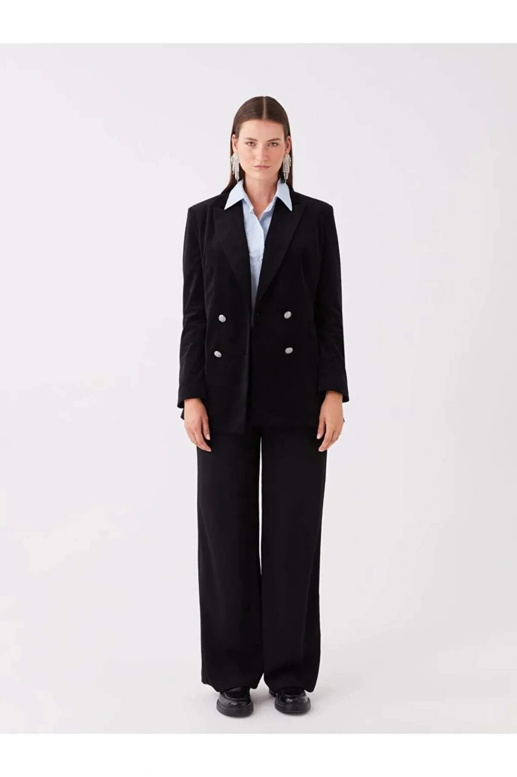 LCWAIKIKI Classic Siyah Düz Uzun Kollu Kadın Blazer Ceket