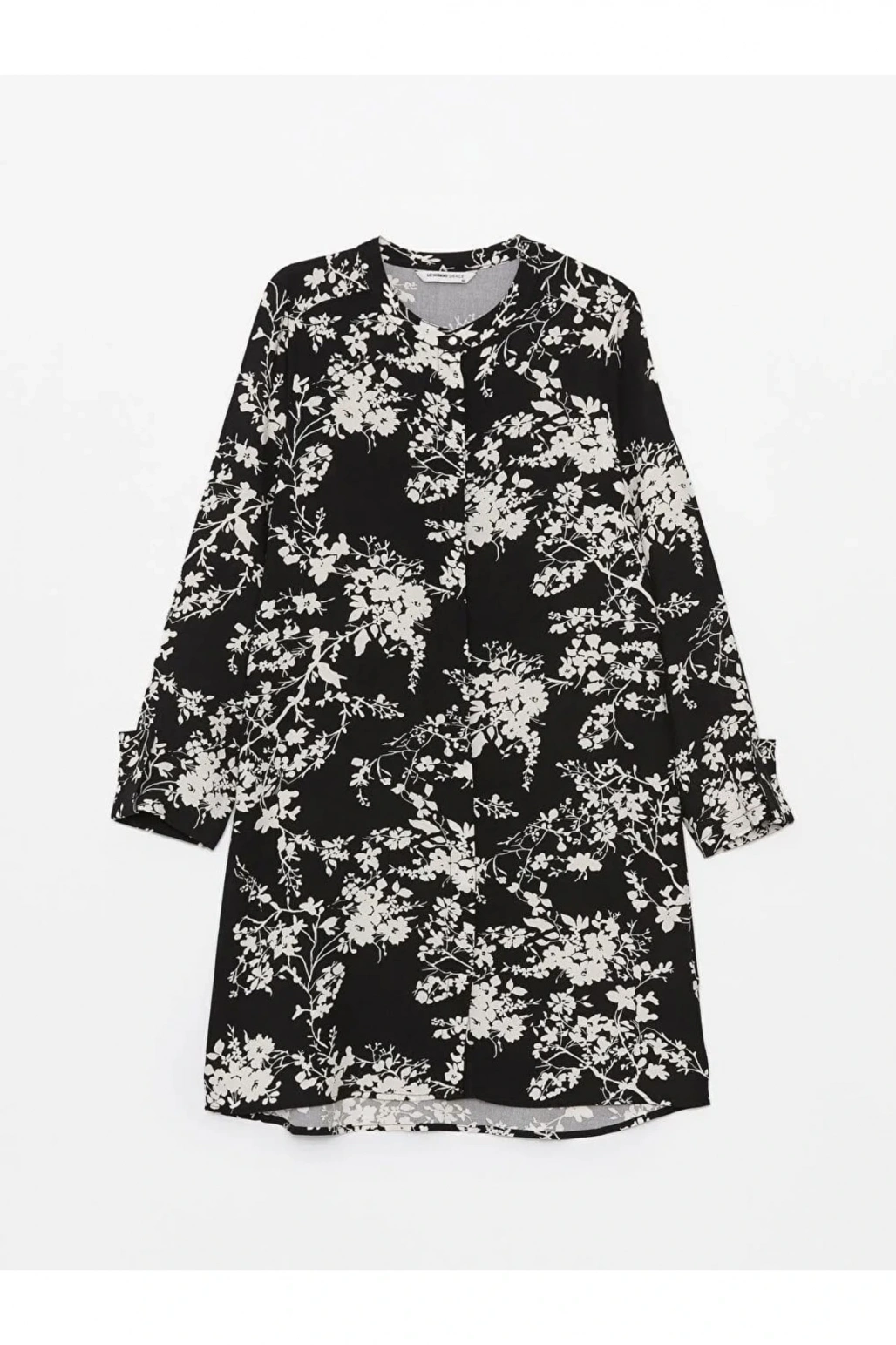 LCW Grace Siyah Bisiklet Yaka Desenli Kadın Gömlek Tunik