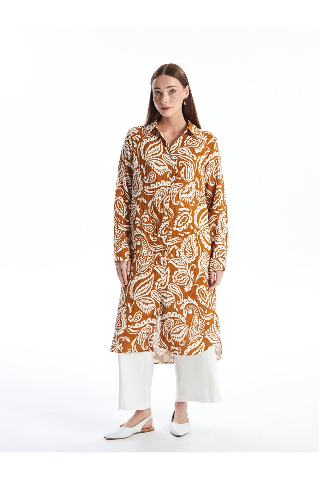 LCW Desenli Uzun Kollu Kadın Gömlek Tunik