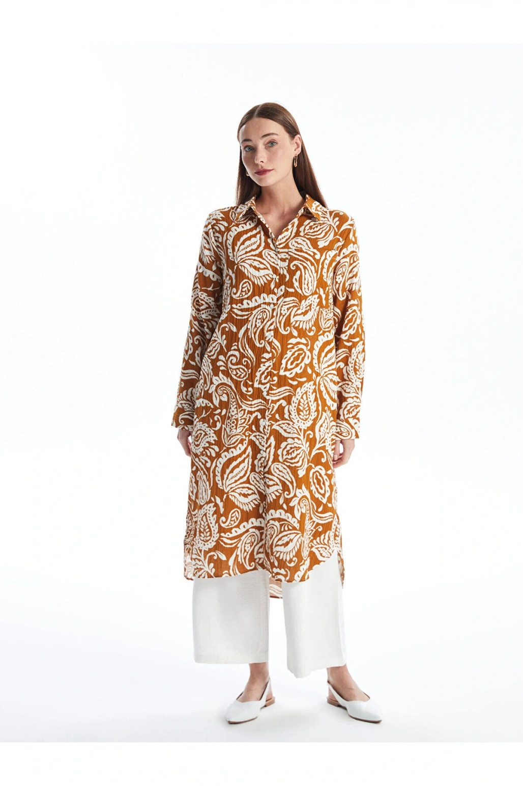 LCW Desenli Uzun Kollu Kadın Gömlek Tunik