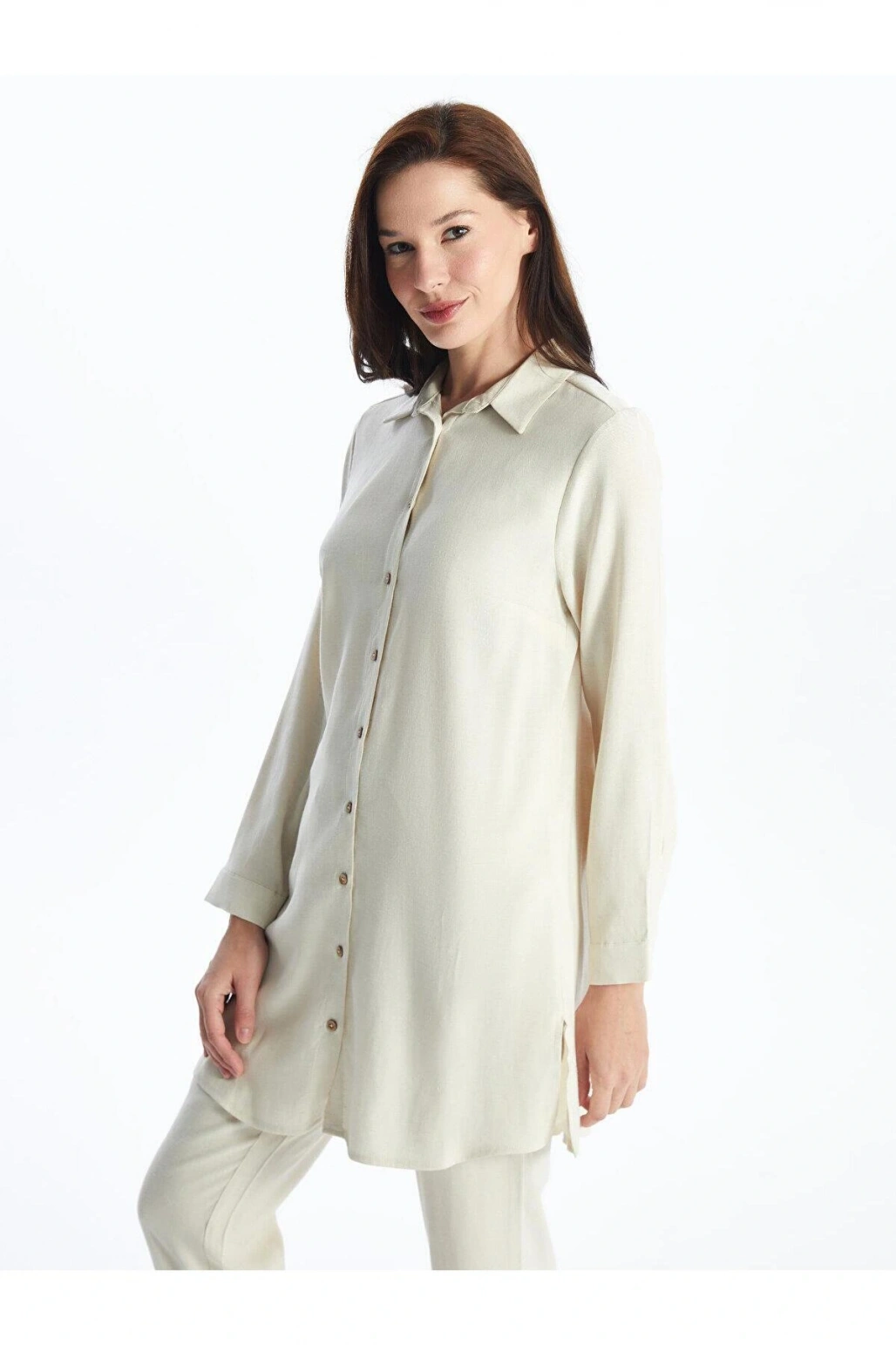 LCW Grace Düz Keten Karışımlı Kadın Gömlek Tunik
