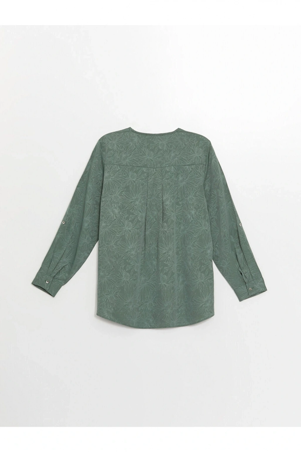 V Yaka Çiçekli Uzun Kollu Kadın Bluz