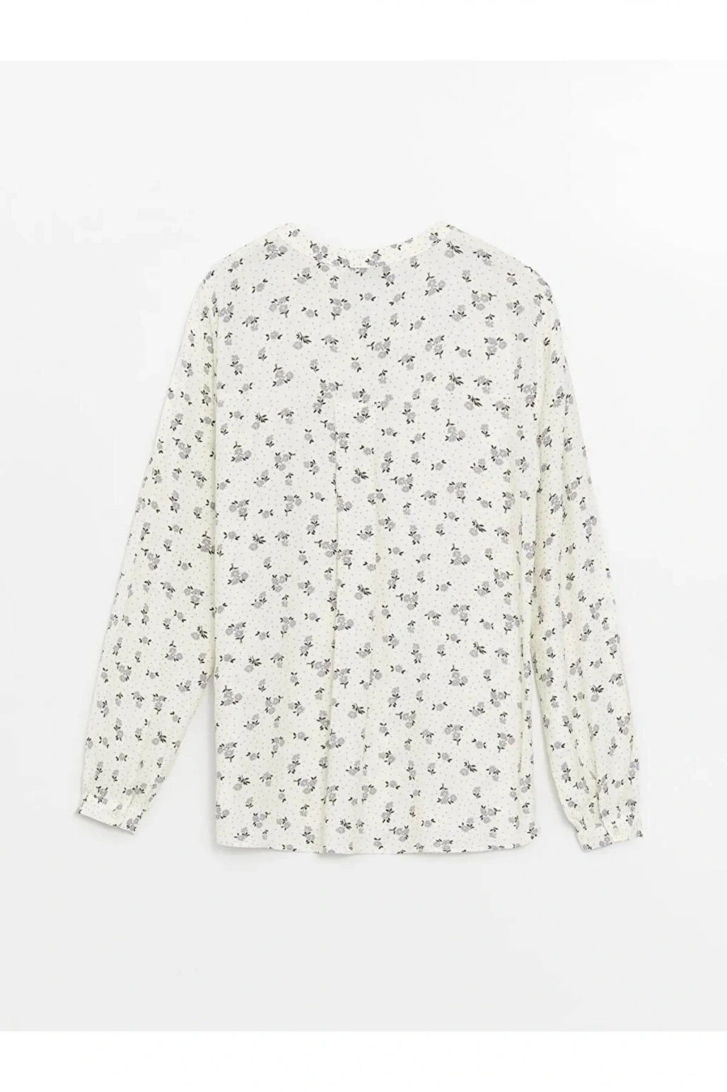 LCW Grace Ekru Kaçık Yaka Desenli Uzun Kollu Kadın Bluz