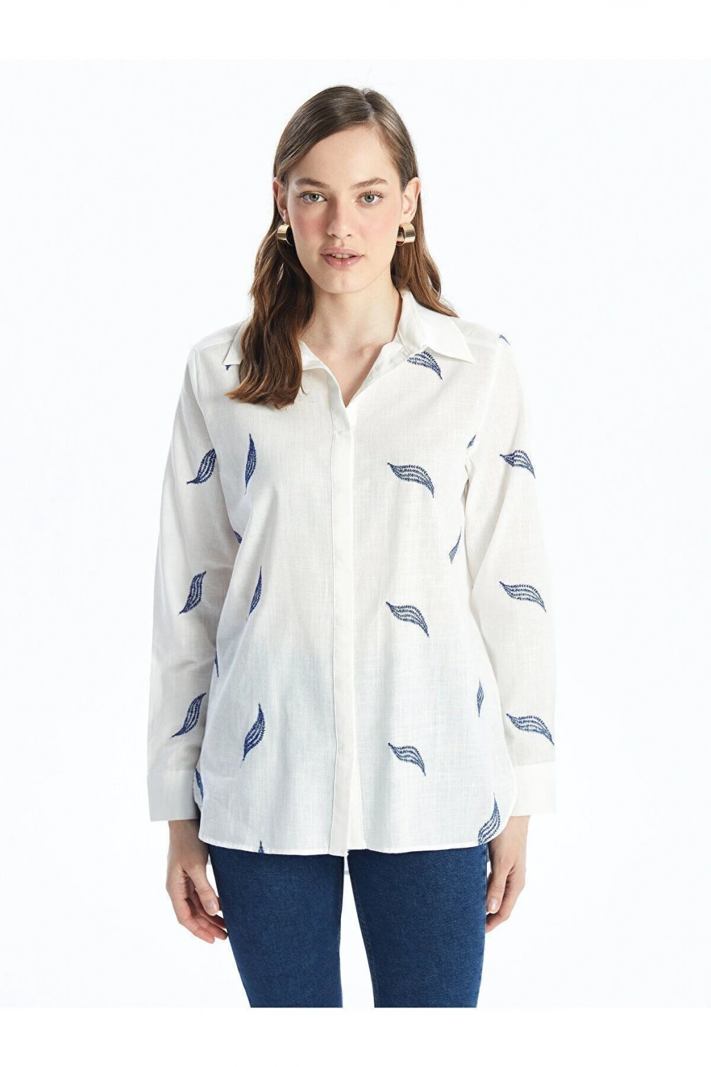 Nakışlı Uzun Kollu Kadın Gömlek