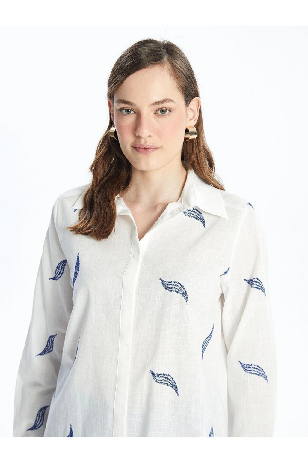 Nakışlı Uzun Kollu Kadın Gömlek