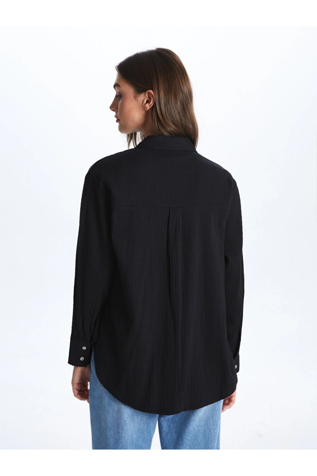 LCW Düz Uzun Kollu Müslin Kadın Gömlek