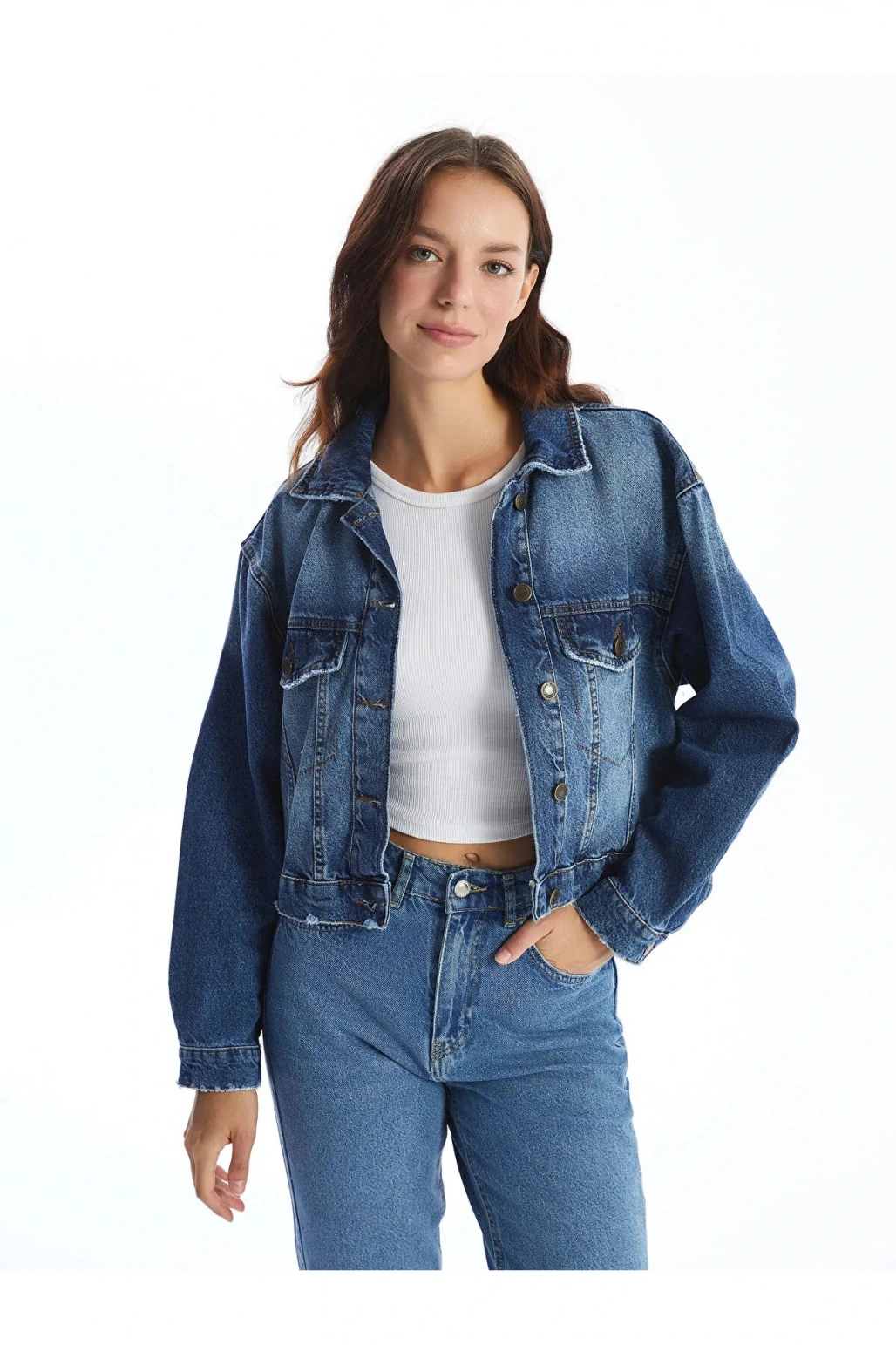 Vision Koyu Rodeo Oversize Kadın Jean Ceket