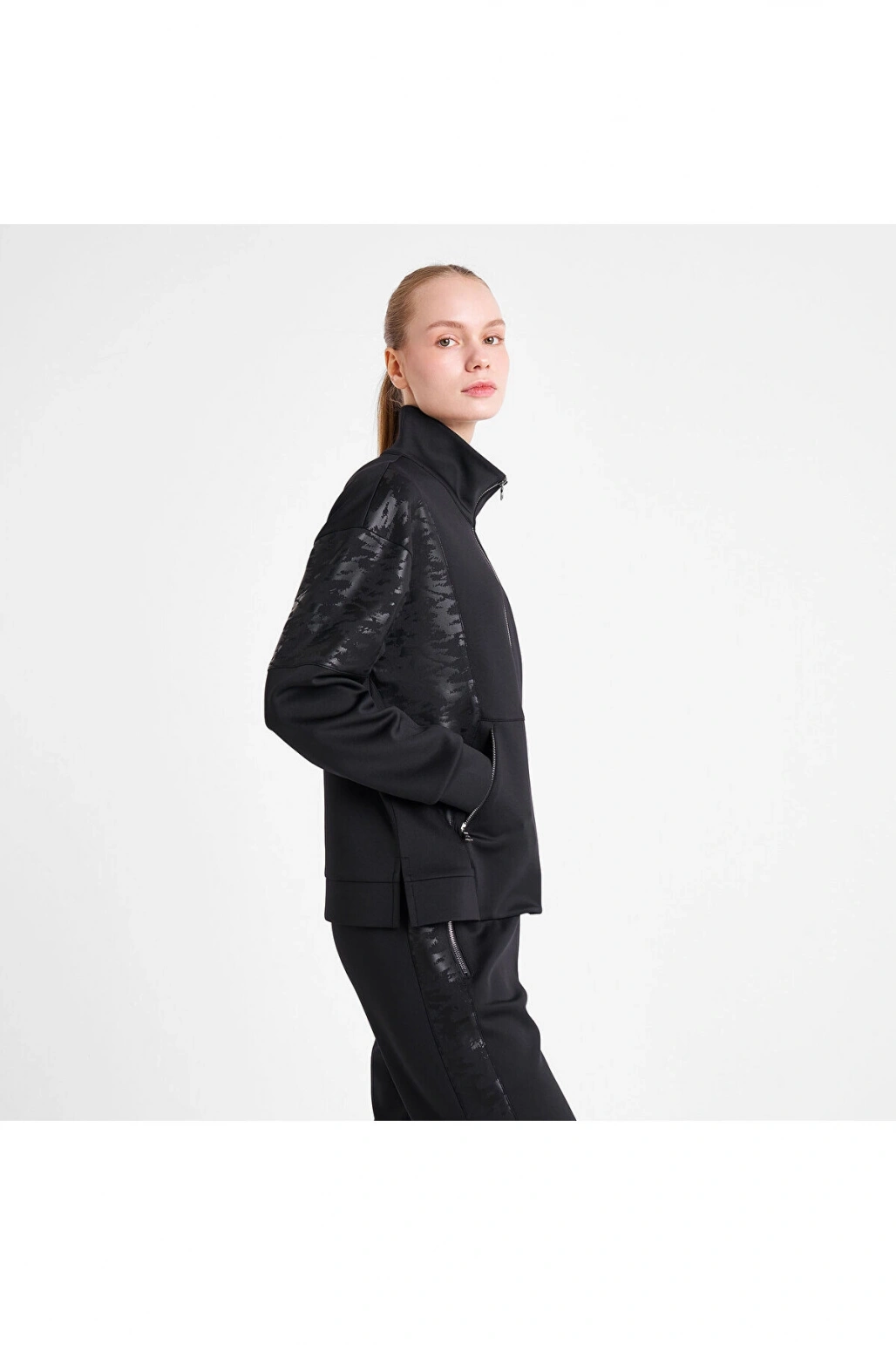 Kadın Fermuarlı Sweatshirt SİYAH