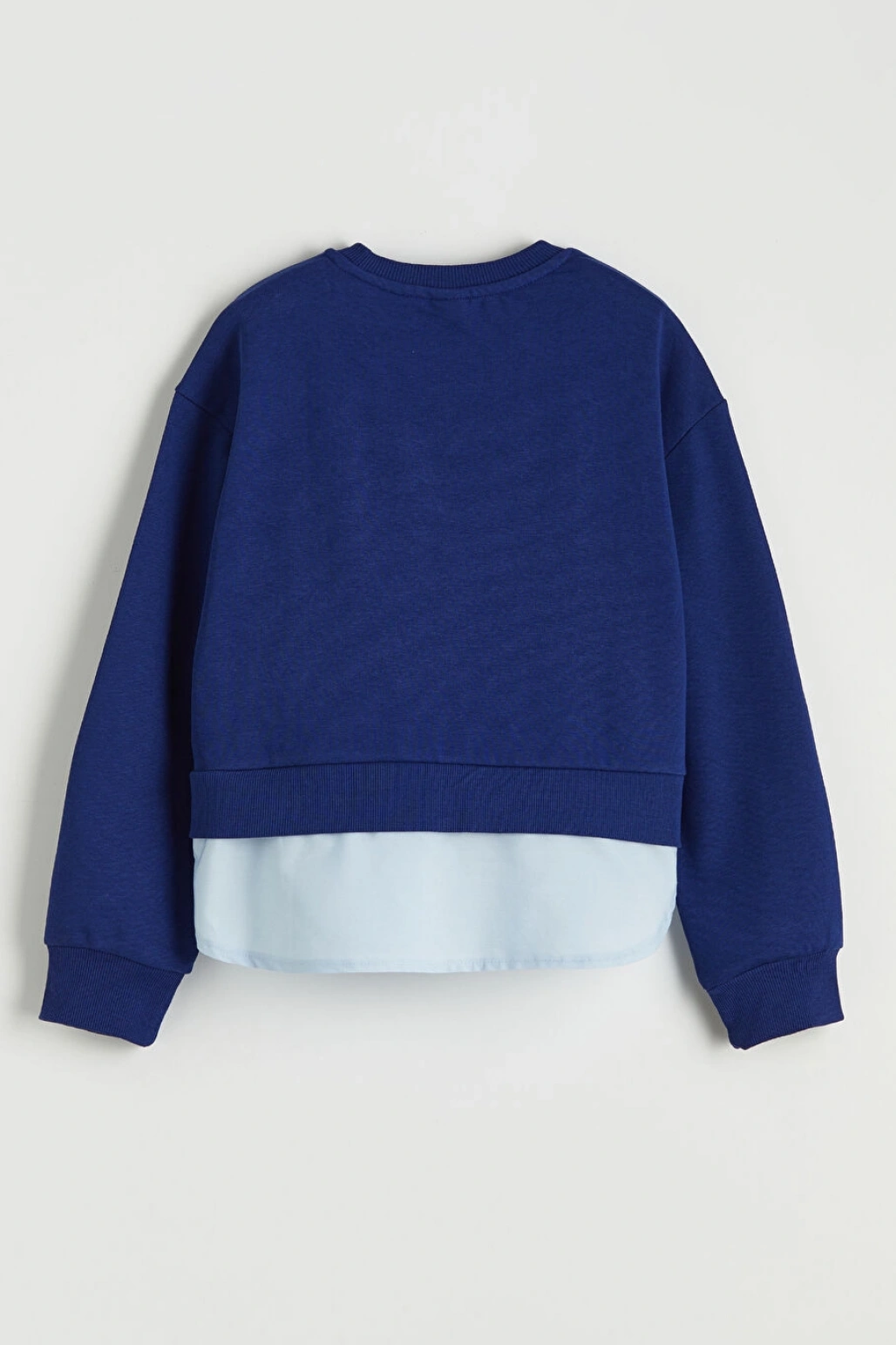 LCW Kids Lacivert Bisiklet Yaka Baskılı Kız Çocuk Kalın Sweatshirt