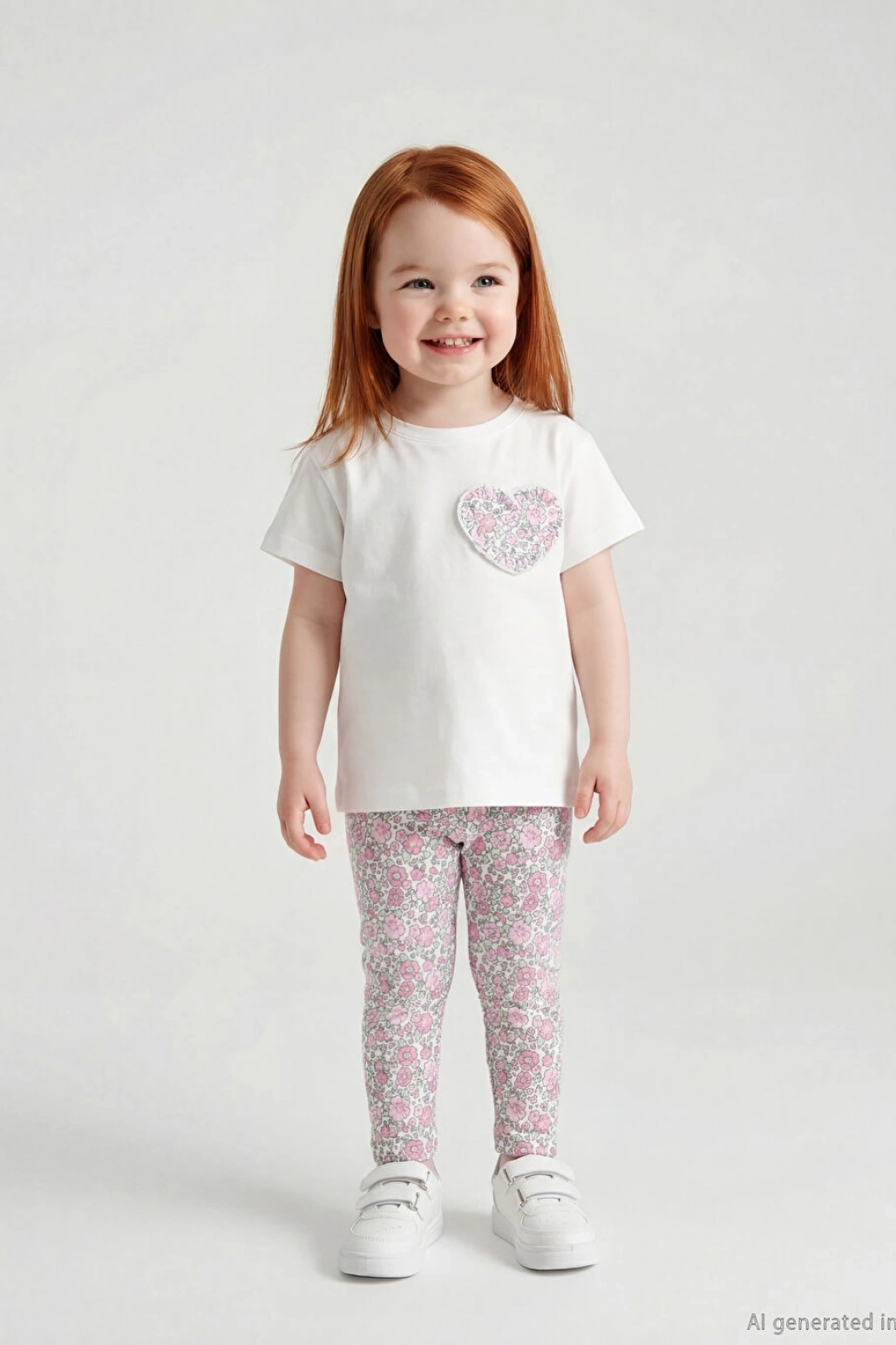 LCW baby Ekru Bisiklet Yaka Kız Bebek Tişört Ve Tayt