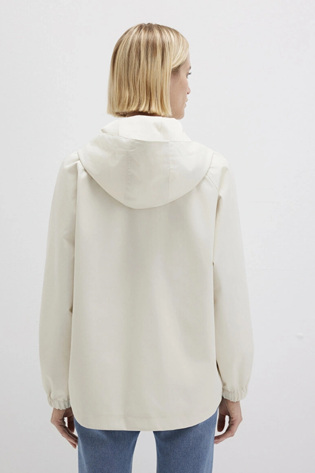 Kapüşonlu Ekru Ceket