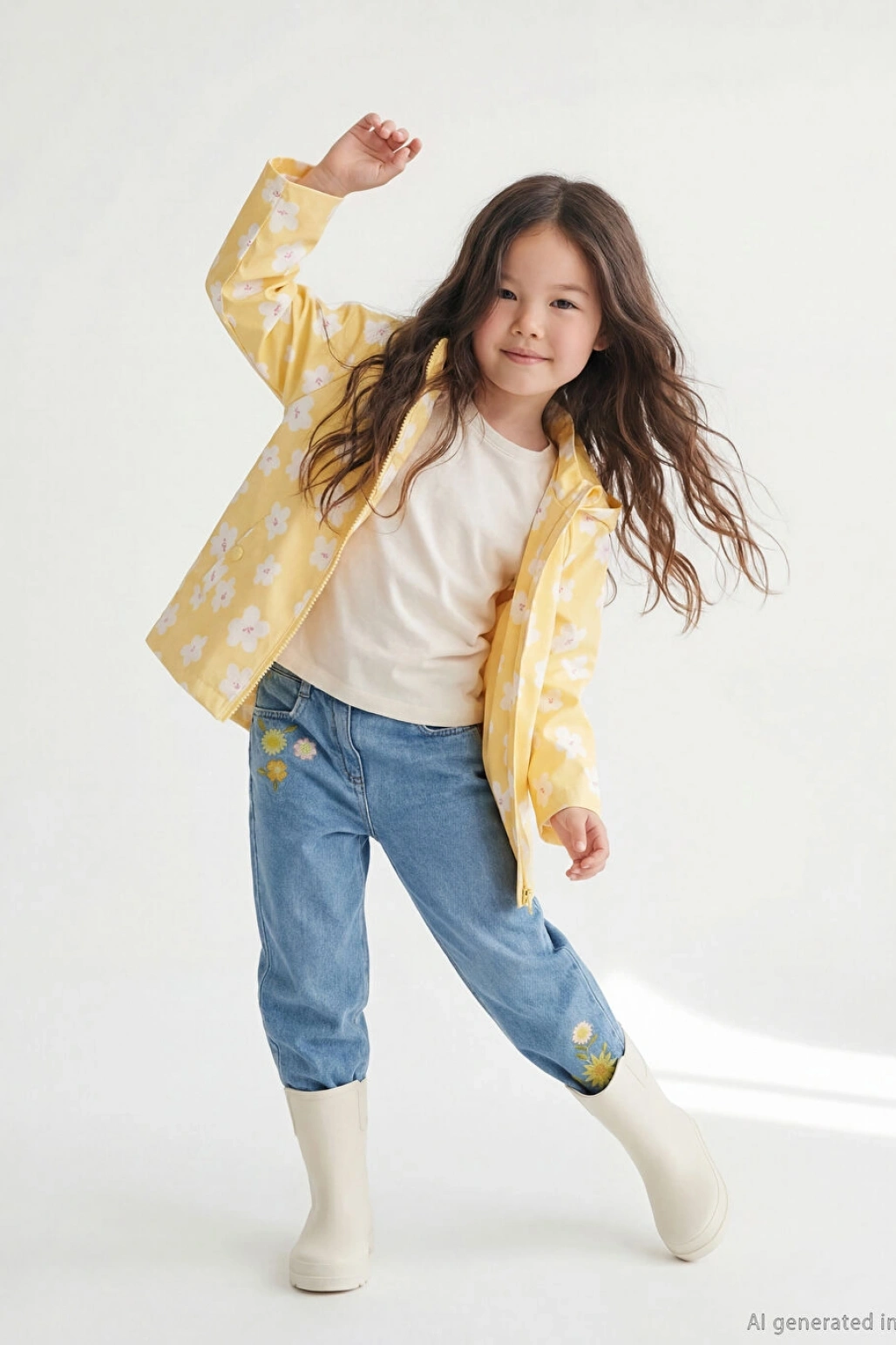 LCW baby Indigo Nakışlı Kız Çocuk Jean Pantolon