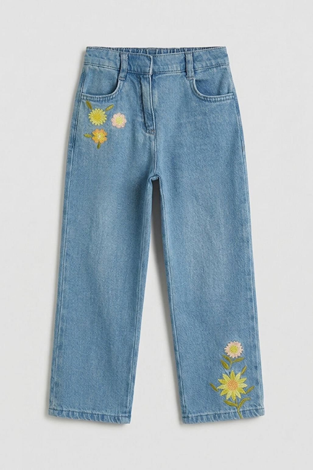 LCW baby Indigo Nakışlı Kız Çocuk Jean Pantolon