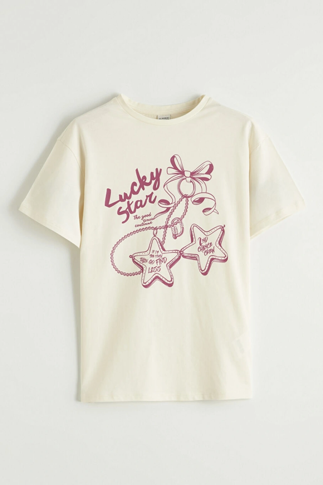 LCW Kids Ekru Baskılı Kız Çocuk Tişört 2li