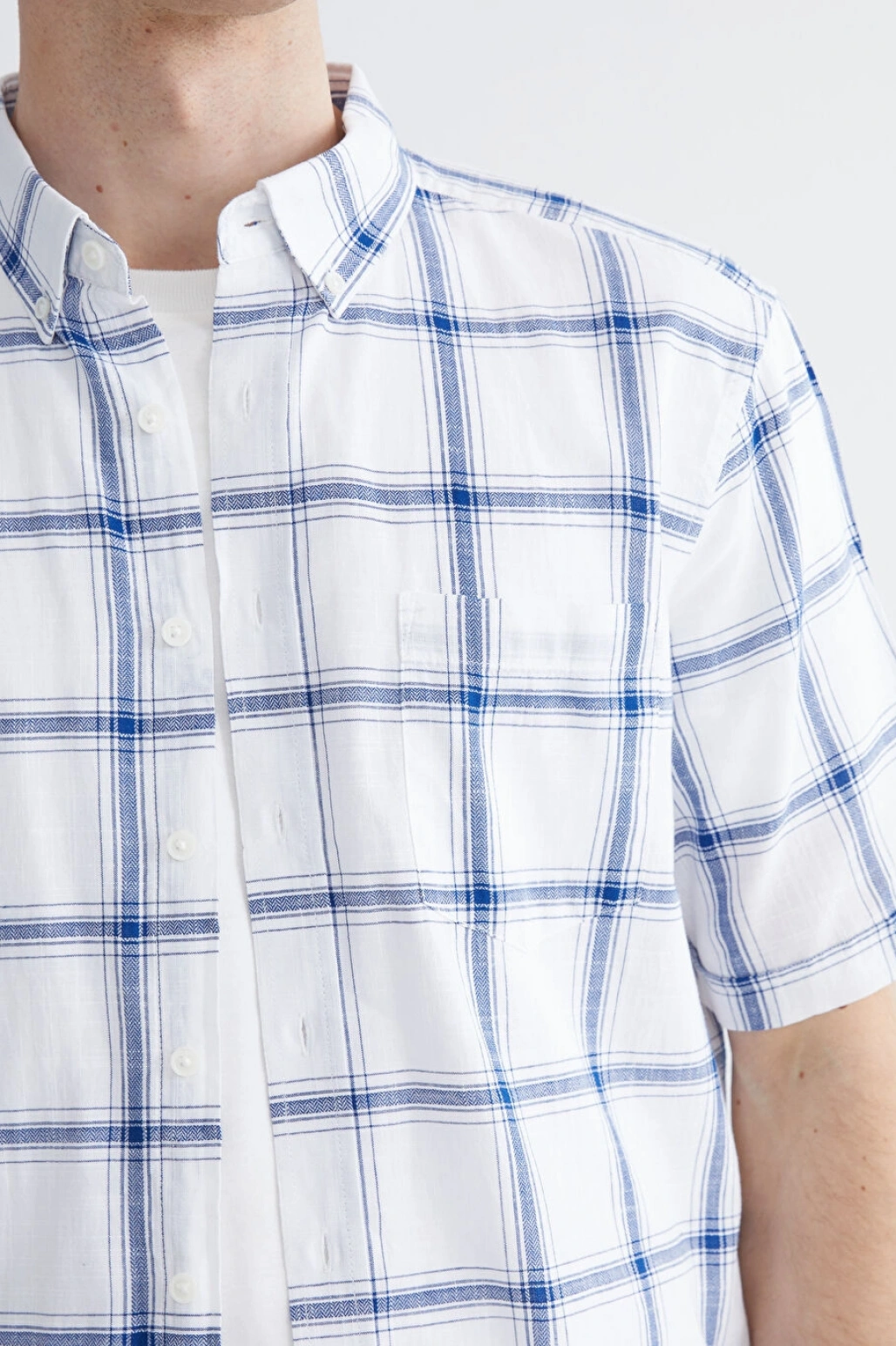 LCWAIKIKI Classic Beyaz Regular Fit Kareli Erkek Gömlek