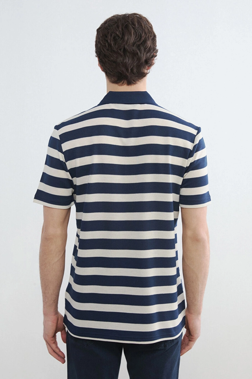 LCWAIKIKI Classic Lacivert Polo Yaka Çizgili Erkek Tişört