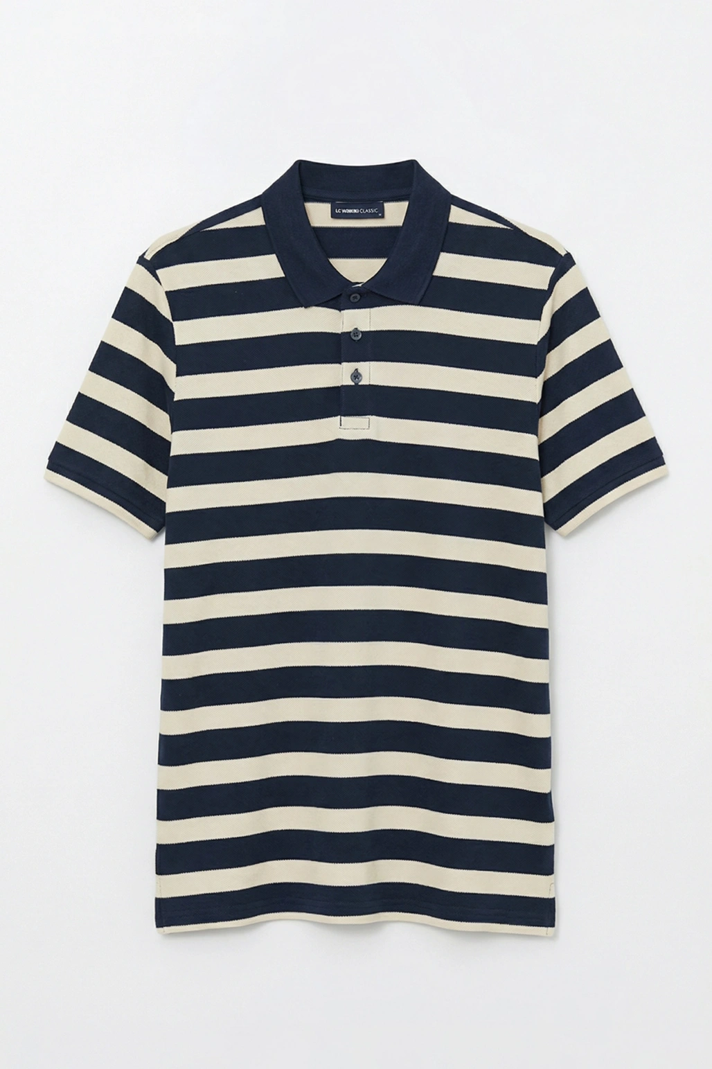 LCWAIKIKI Classic Lacivert Polo Yaka Çizgili Erkek Tişört