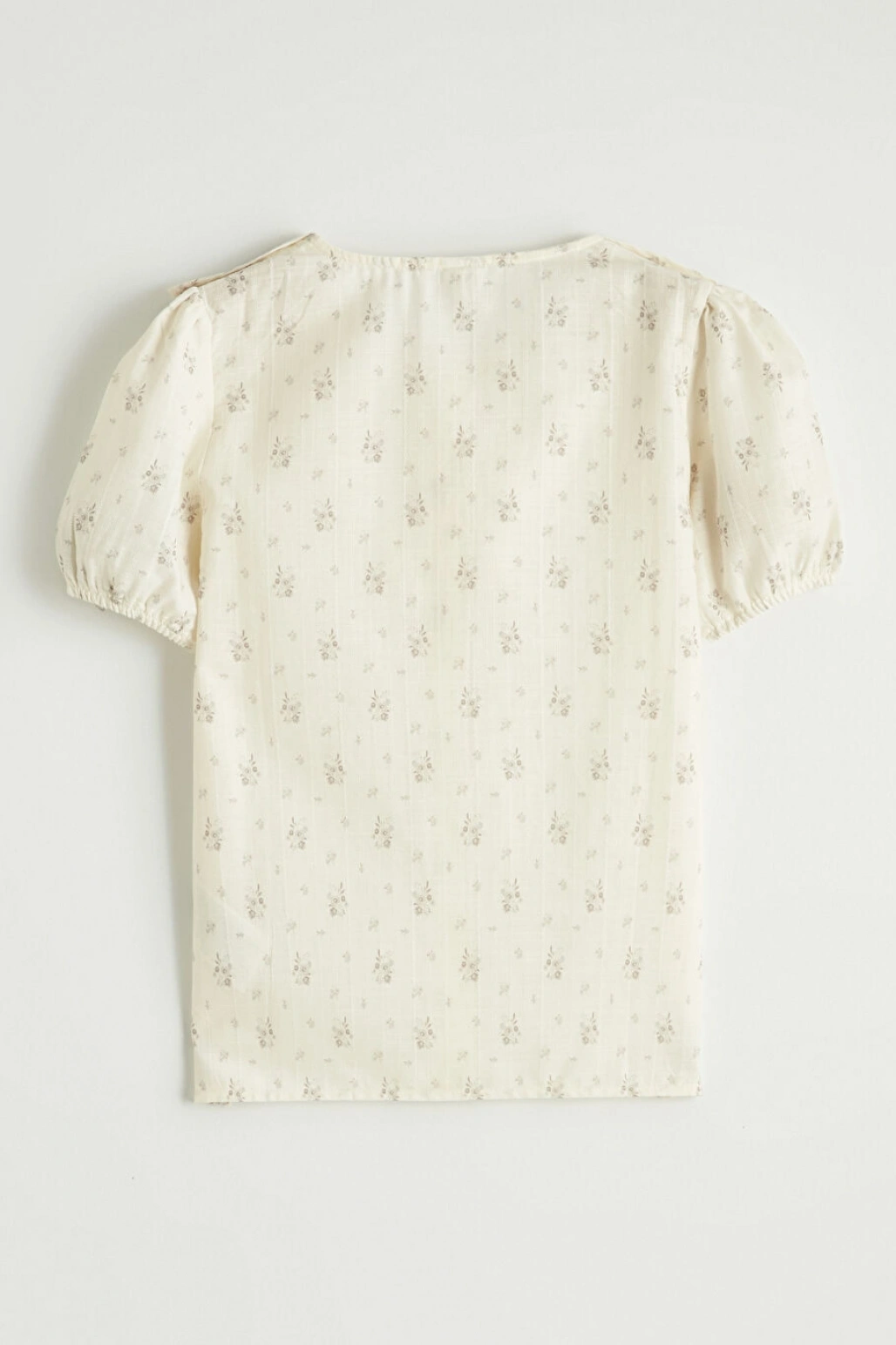 LCW Kids Bej Fırfırlı Yaka Çiçek Baskılı Kız Çocuk Gömlek