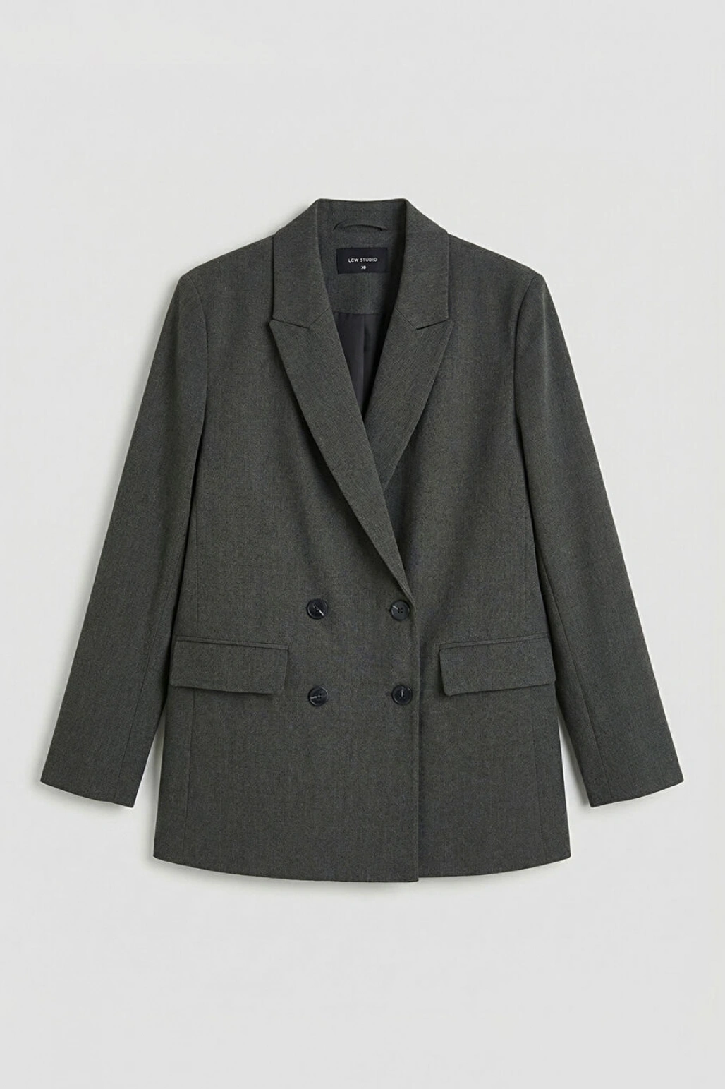 LCWAIKIKI Classic Gri Kruvaze Yaka Kadın Blazer Ceket