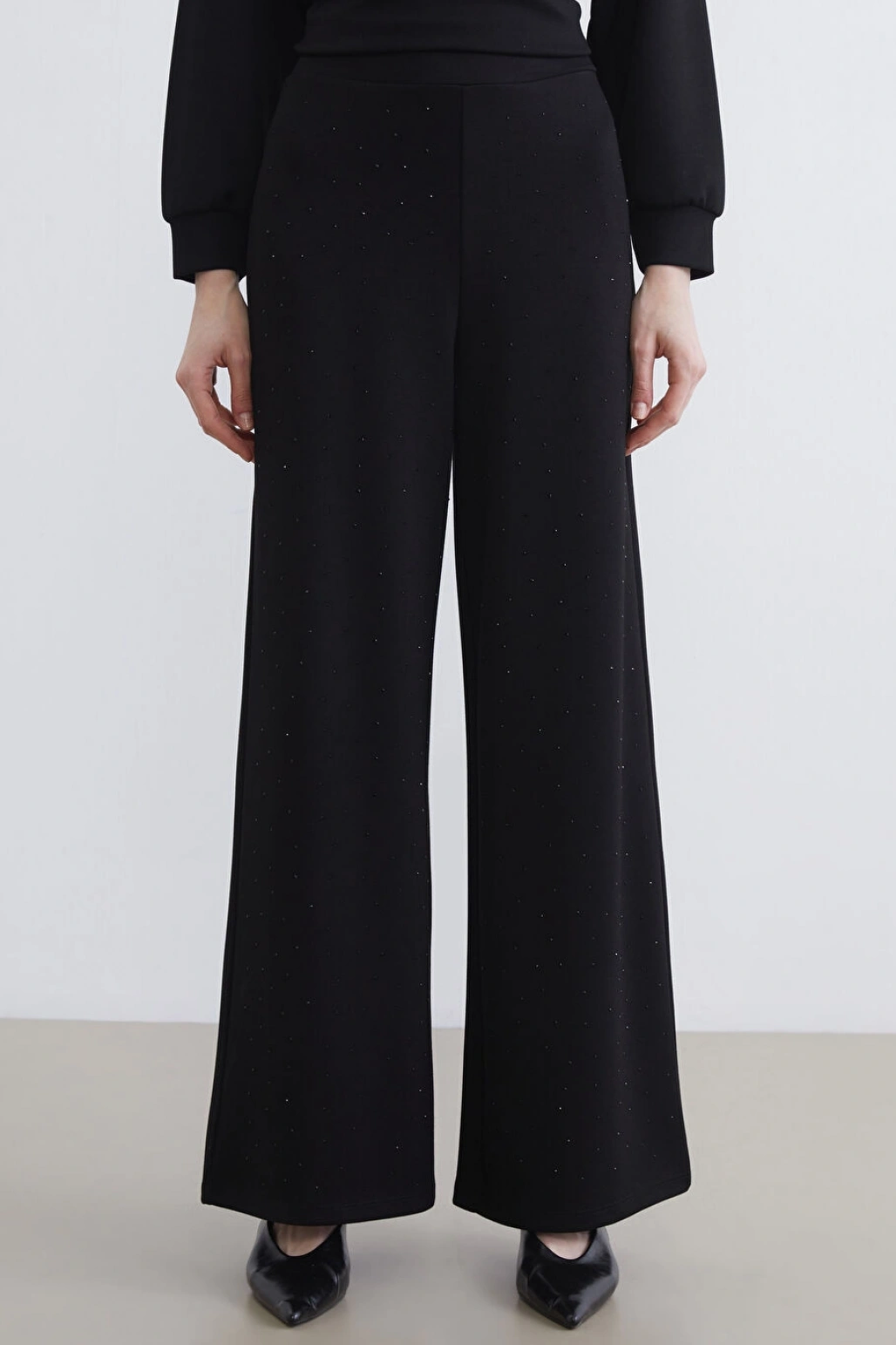 LCW Modest Siyah Beli Lastikli Geniş Paça Kadın Eşofman Altı