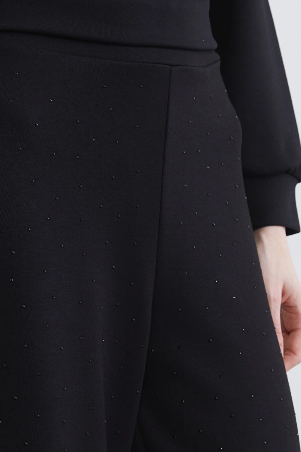 LCW Modest Siyah Beli Lastikli Geniş Paça Kadın Eşofman Altı