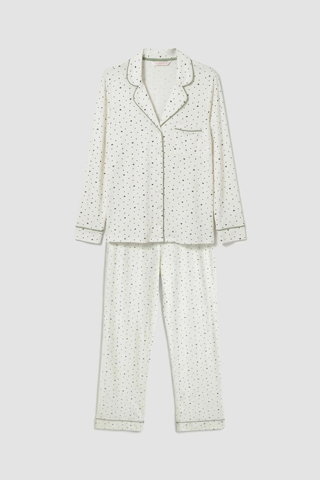 LCW DREAM Ekru Gömlek Yaka Çiçekli Kadın Pijama Takım