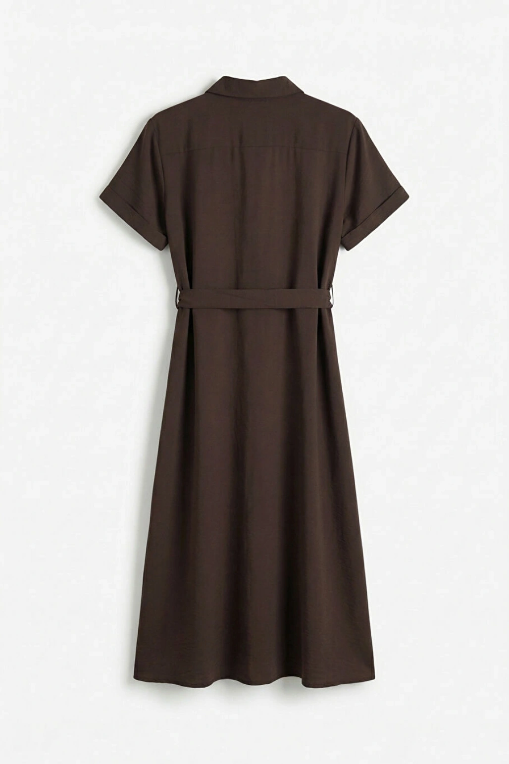 LCW Comfort Kahverengi Beli Kuşaklı Gömlek Elbise