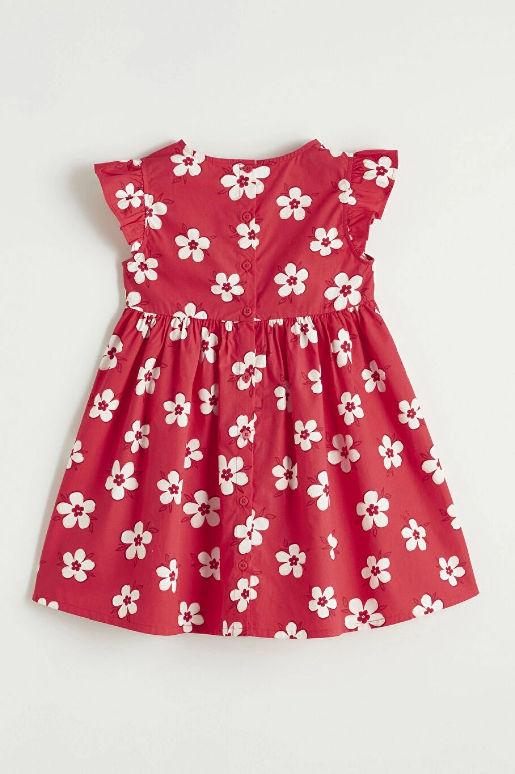 LCW Kids Kırmızı Bisiklet Yaka Çiçekli Kız Çocuk Elbise