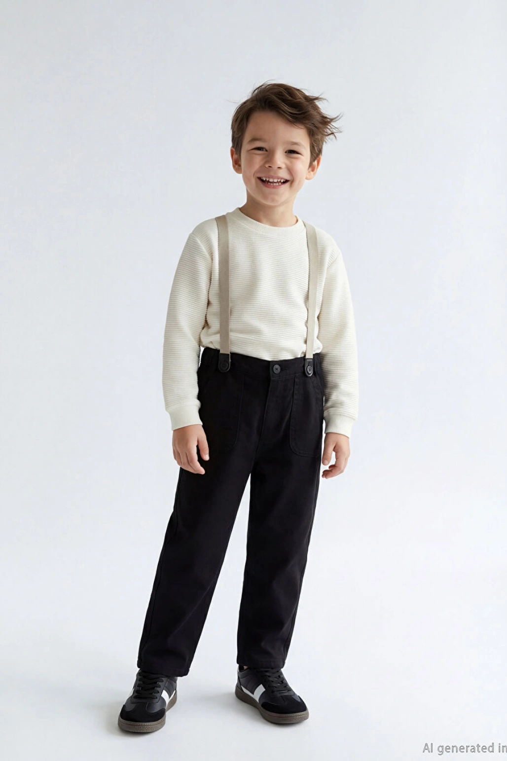 LCW Kids Siyah Beli Lastikli Askılı Erkek Çocuk Pantolon