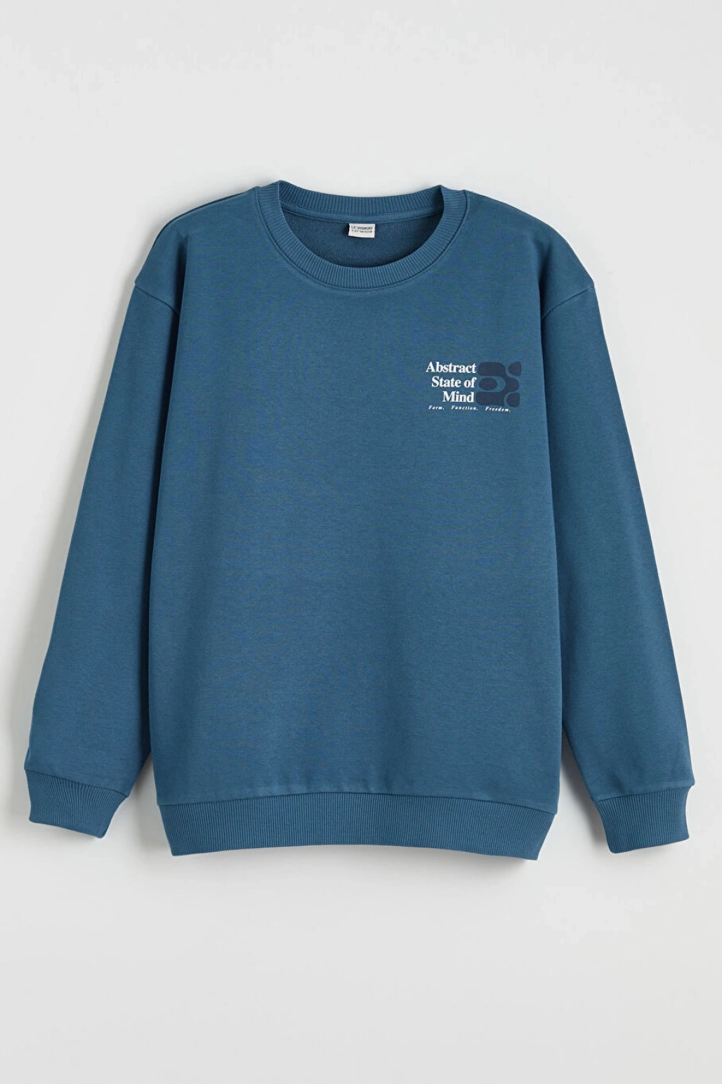 LCW Kids Mavi Erkek Çocuk Bisiklet Yaka Baskılı Sweatshirt