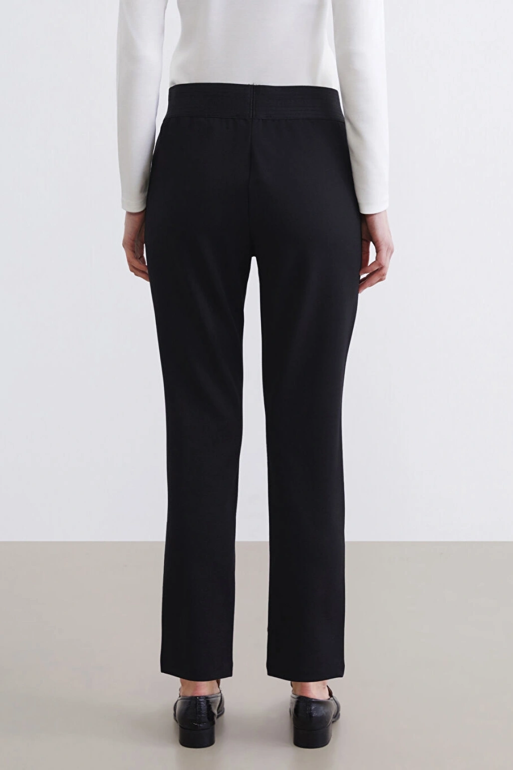 LCW Modest Siyah Beli Lastikli Krep Kadın Pantolon