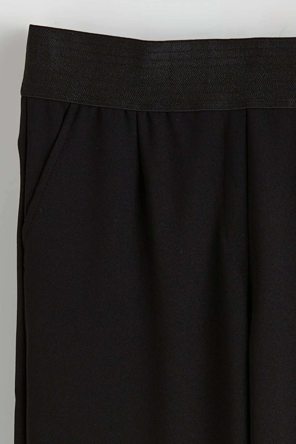 LCW Modest Siyah Beli Lastikli Krep Kadın Pantolon