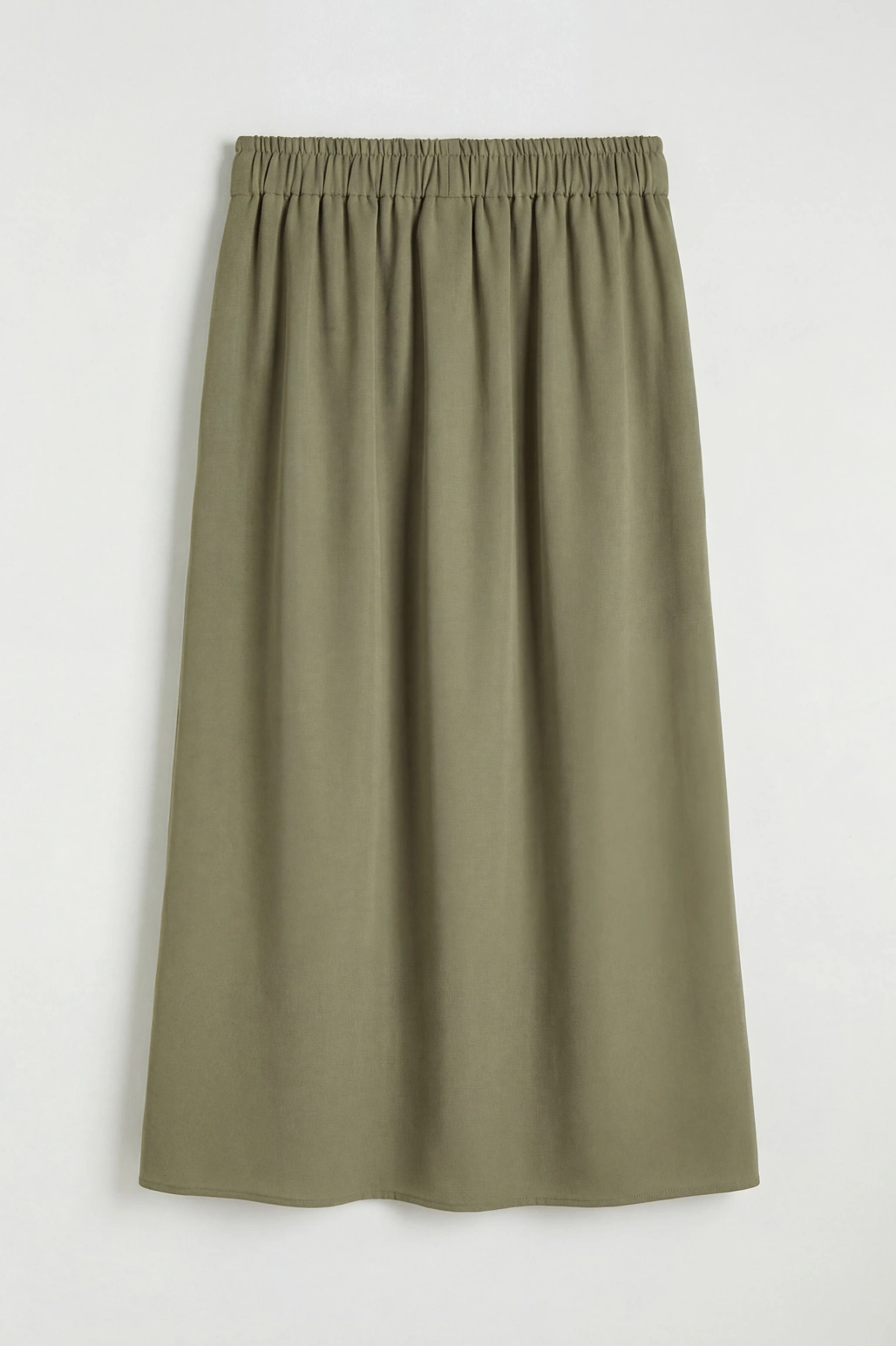 LCW Grace Yeşil Büyük Beden Beli Lastikli Armürlü Etek