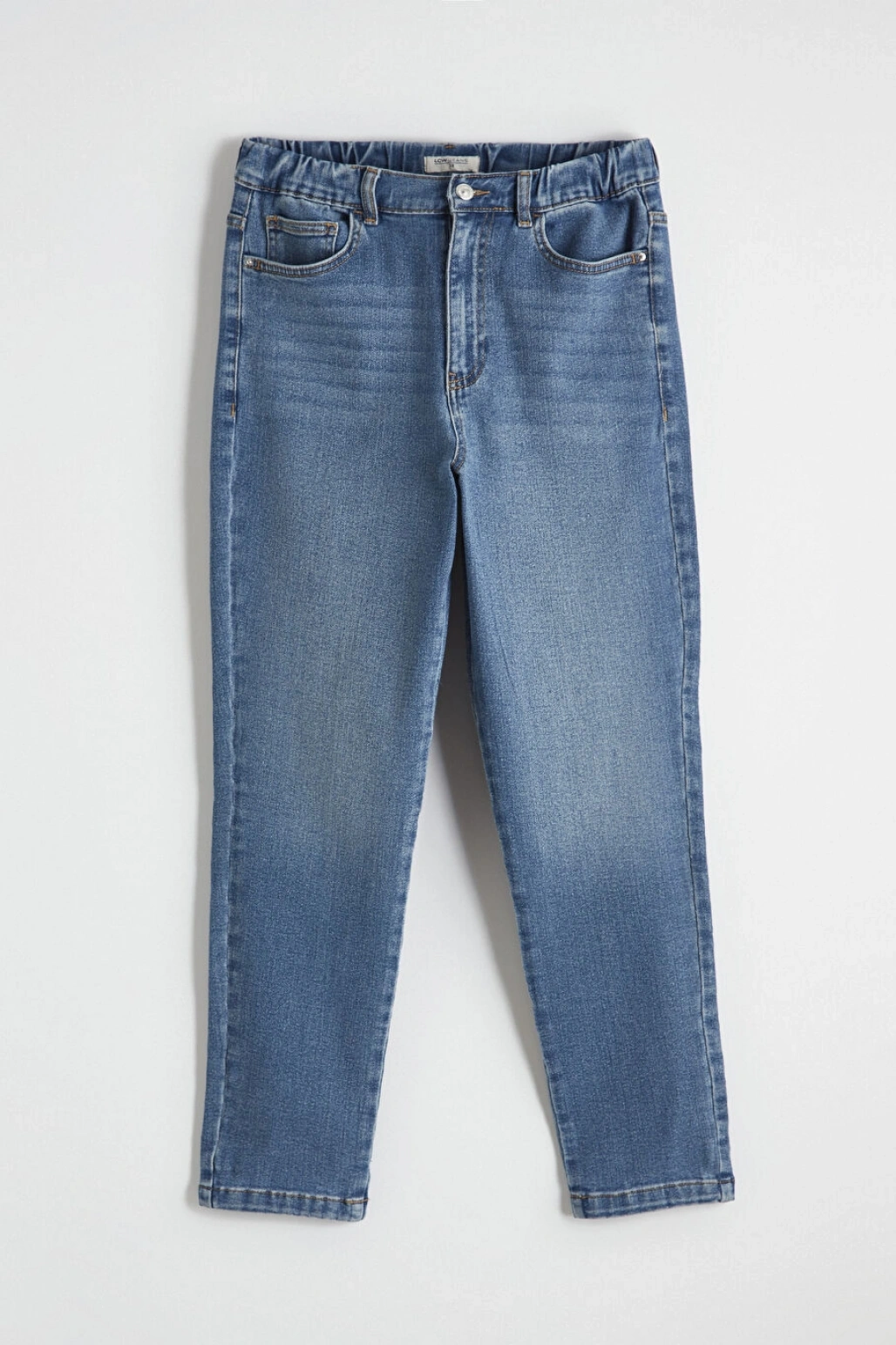 LCWAIKIKI Classic Indigo Beli Lastikli Slim Mom Kadın Jean Pantolon