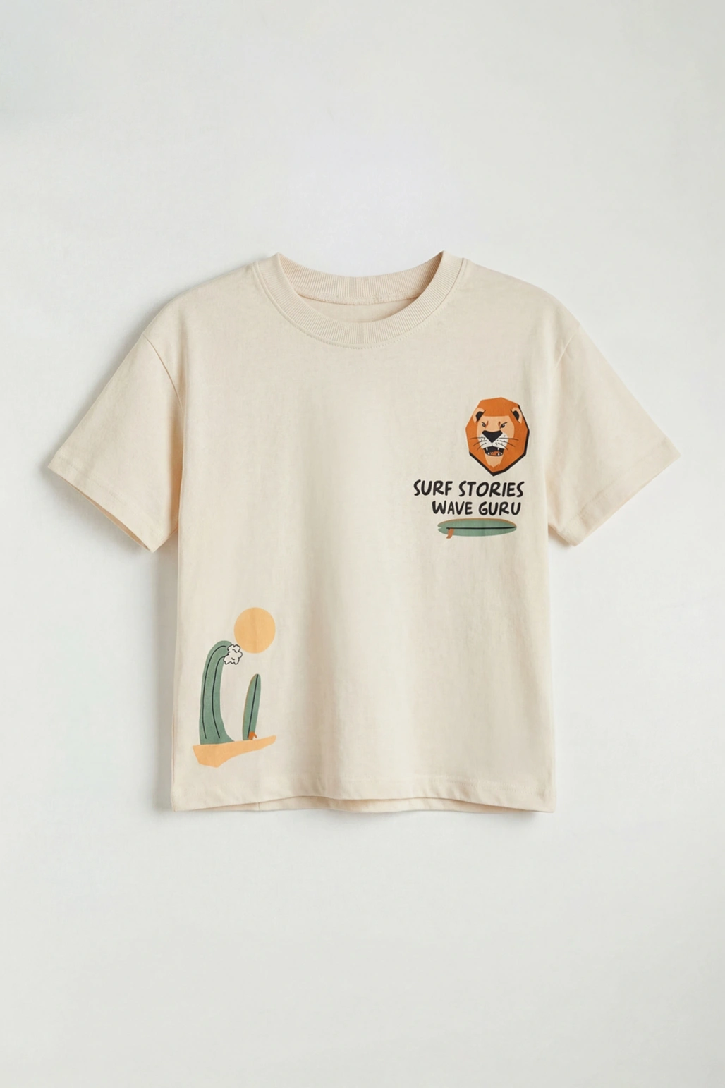 LCW Kids Bej Baskılı Erkek Çocuk Tişört