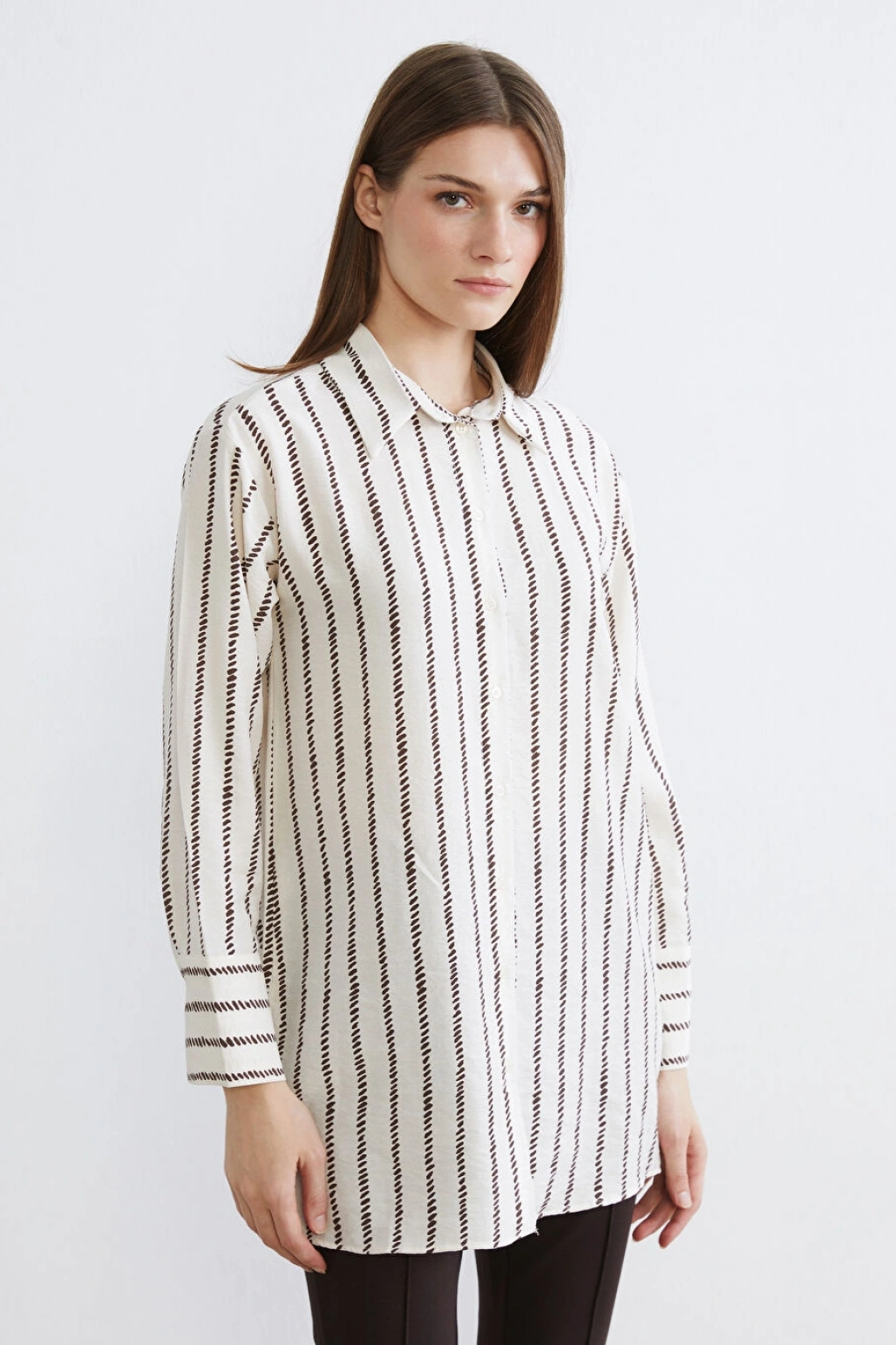 LCW Modest Kahverengi Desenli Kadın Gömlek Tunik