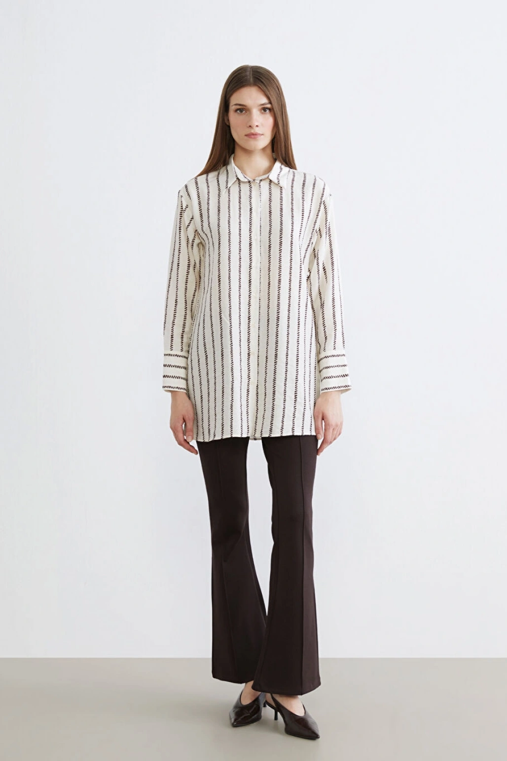 LCW Modest Kahverengi Desenli Kadın Gömlek Tunik