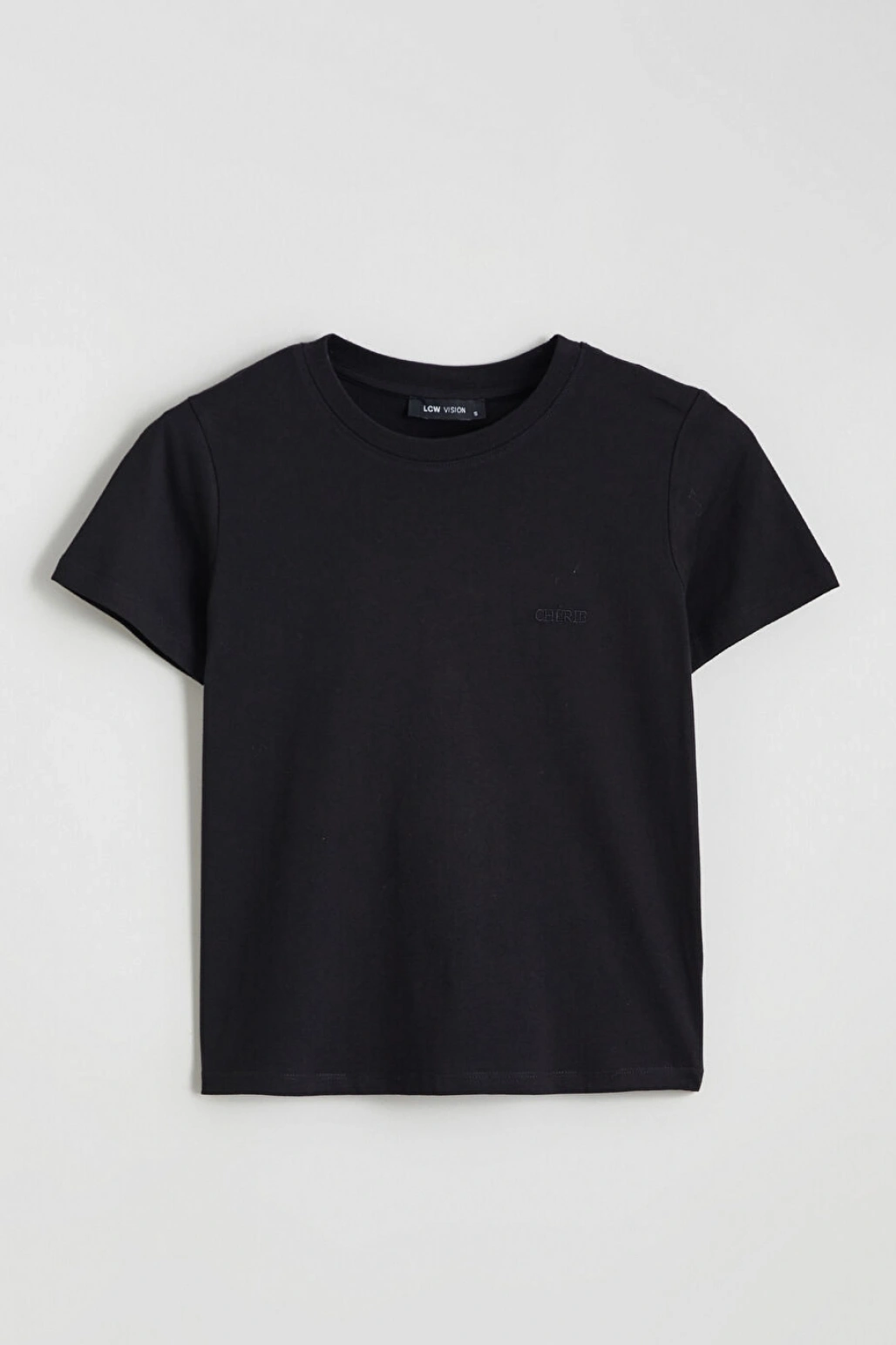 LCW Vision Siyah Bisiklet Yaka Kadın Tişört