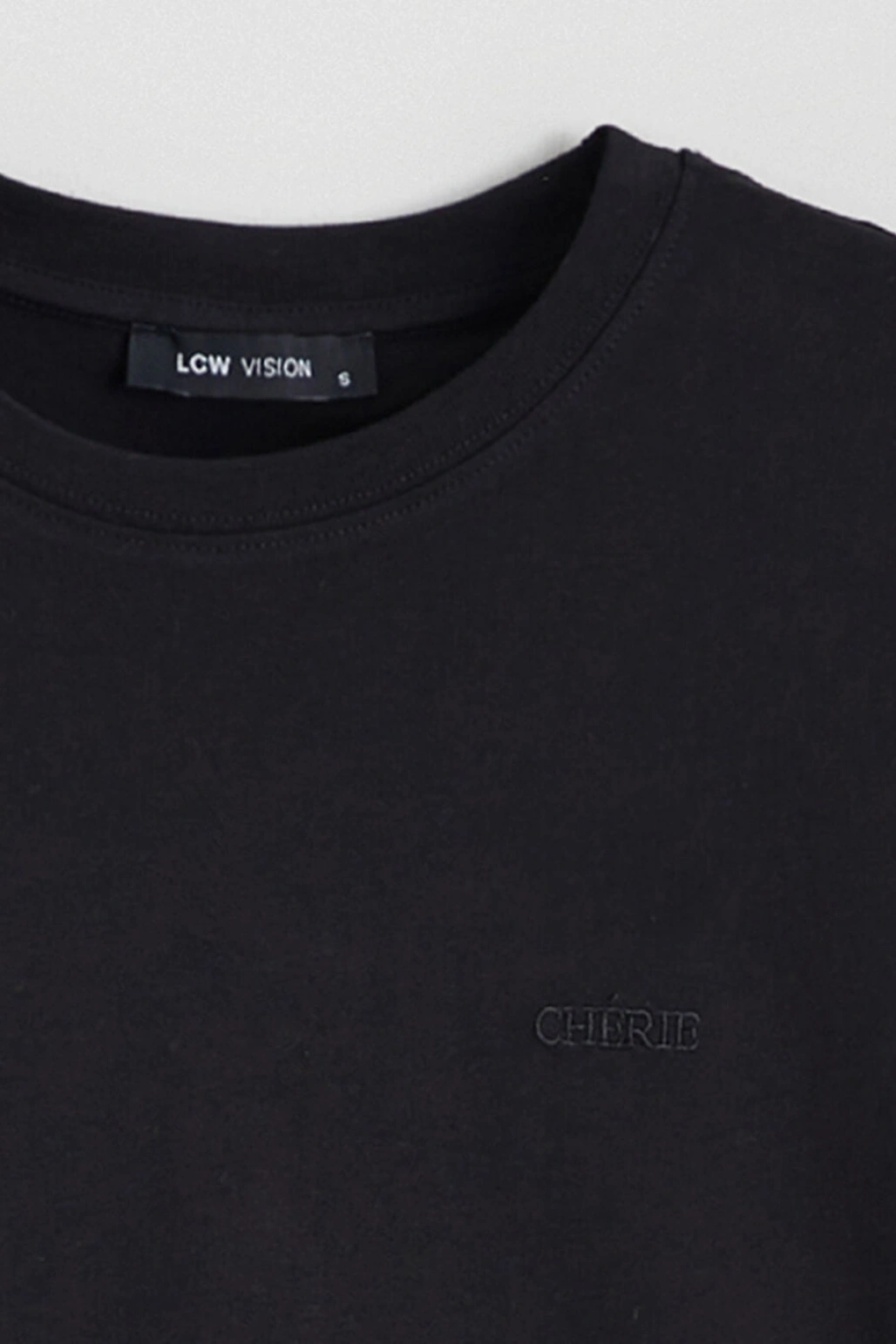 LCW Vision Siyah Bisiklet Yaka Kadın Tişört