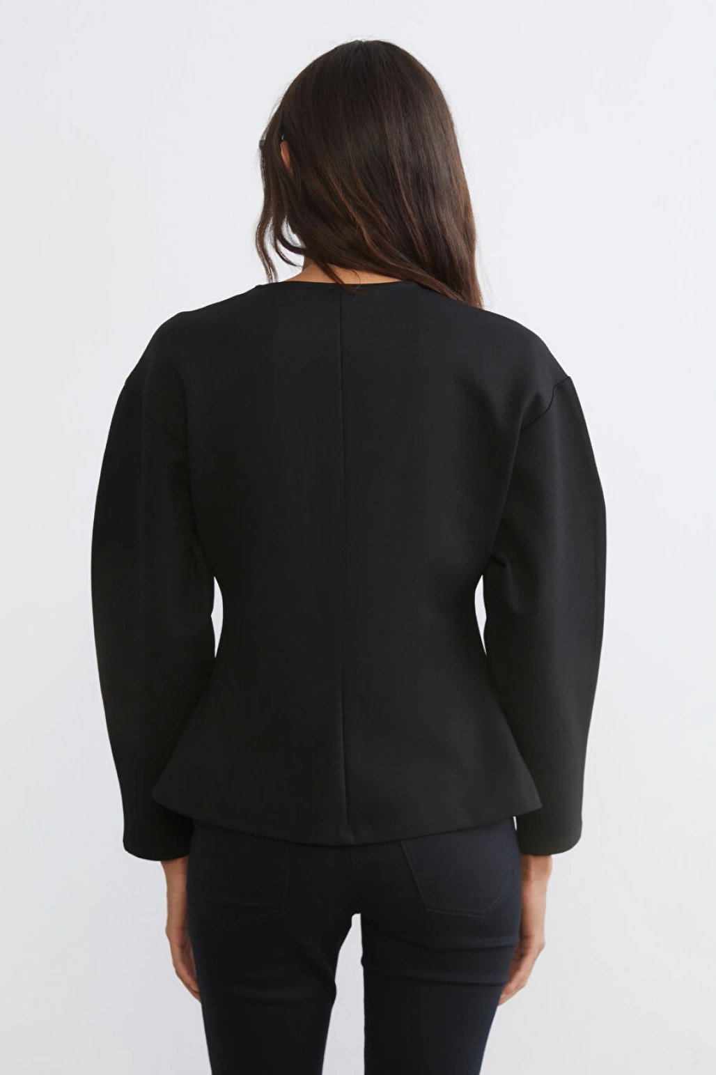 LCW Vision Siyah V Yaka Peplum Kadın Hırka