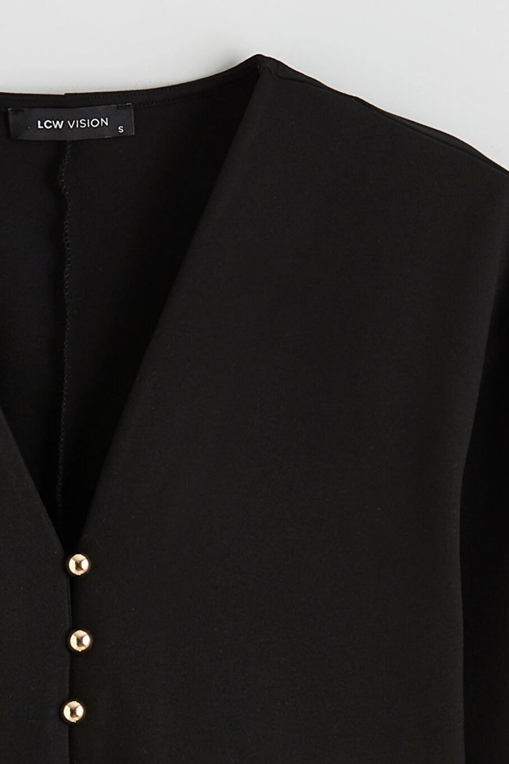 LCW Vision Siyah V Yaka Peplum Kadın Hırka