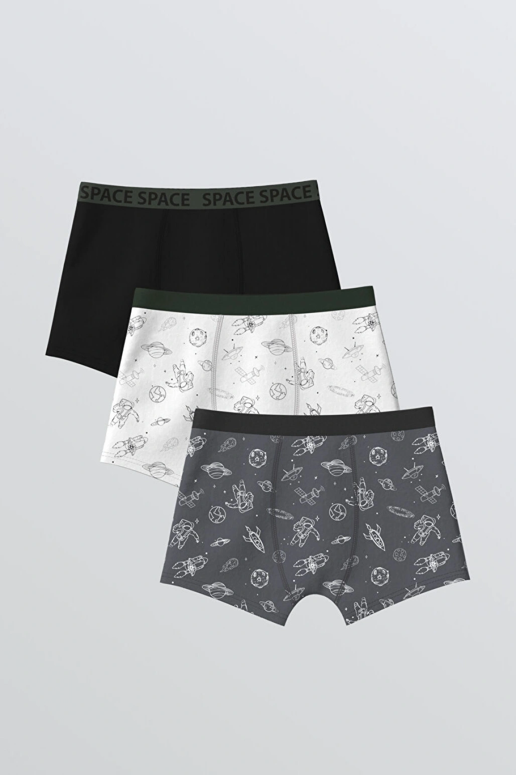 LCW Kids Gri Baskılı Erkek Çocuk Boxer 3lü